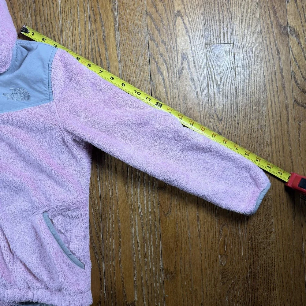 The North Face Jacket Girls Medium Pink‎ Fleece Hooded Full Zip Outdoor Winter